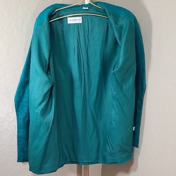 Liz Claiborne Vintage 100% Linen Blue Double-Breasted Blazer Jacket Size 12 - Picture 10 of 15